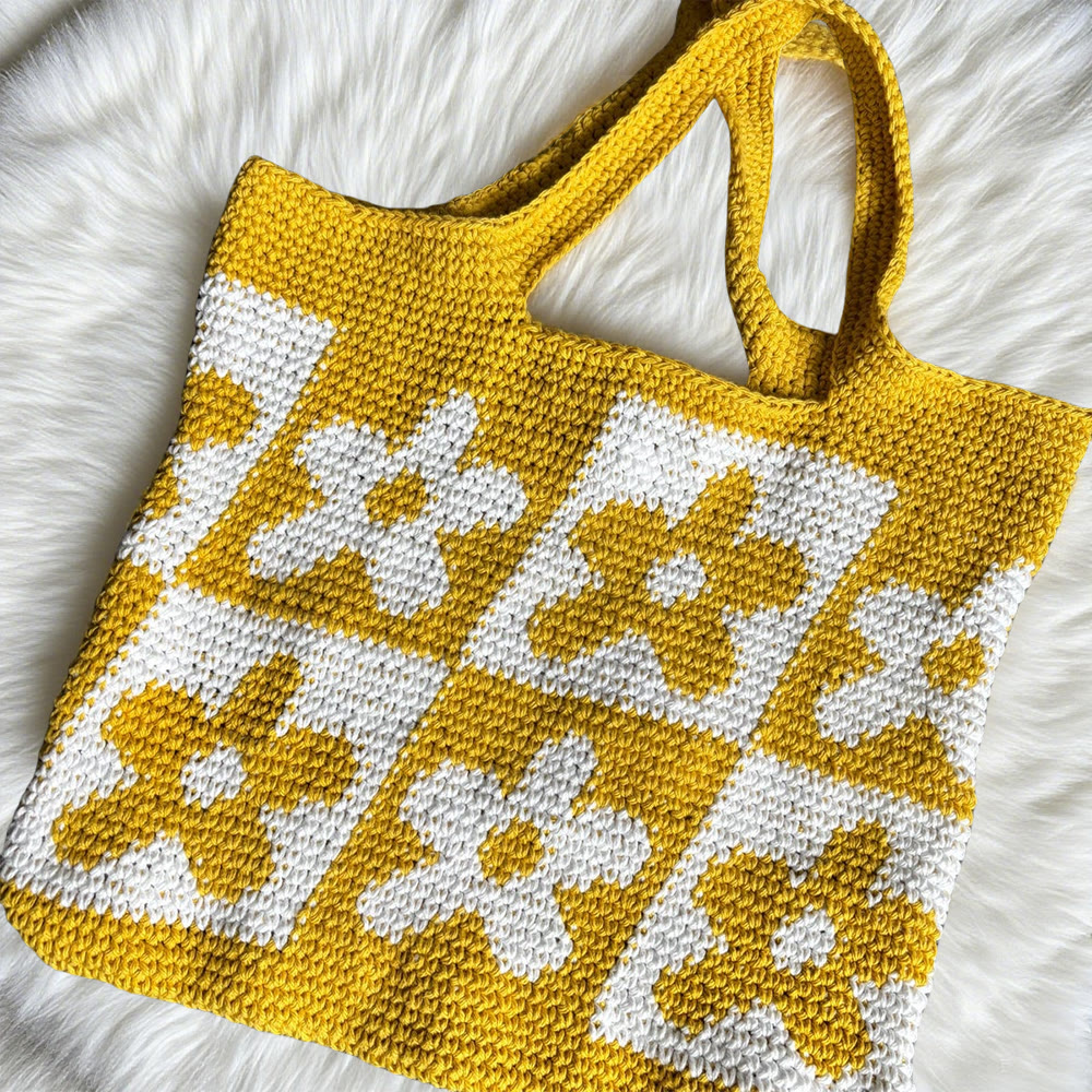 Diy Handmade Colourful Crochet Bag Kit - Floral Design Bag  | Nice Birthday Gifts For Mom - Yellow - image 3
