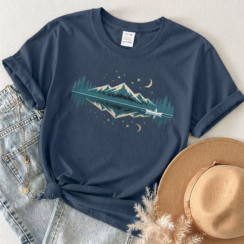 Rubbyoo Mountain Nightscape  Graphic Tee  - Perfect For Outdoor Adventure | Special Nature Theme Unisex  T-shirt - image 12