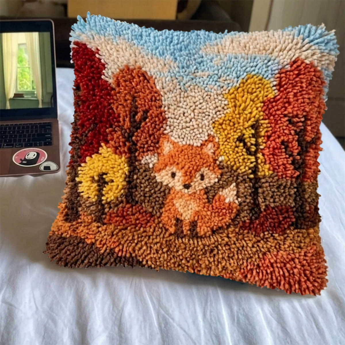 Rubbyoo Latch Hook Pillow Kit - Autumn Fox | Handmade Fall Season Craft | Unique Thanksgiving Gifts - image 3