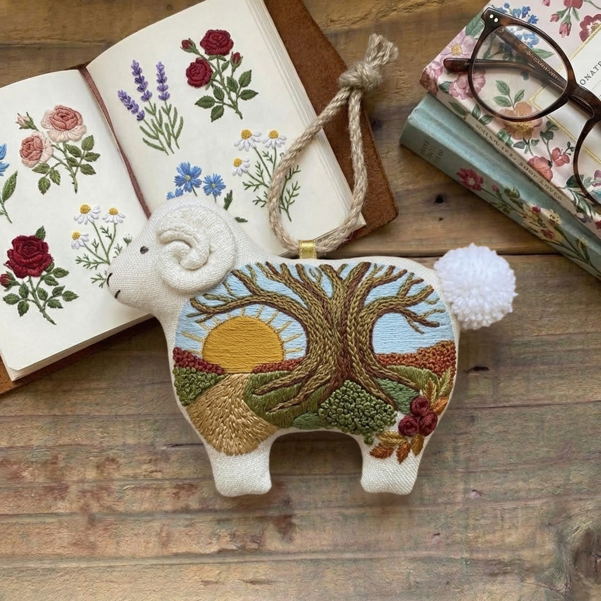 Rubbyoo Lamb-shaped Embroidery Kit - Rolling Hills And Meadows | Nature Lover Gift | Holiday Home Decor - image 6