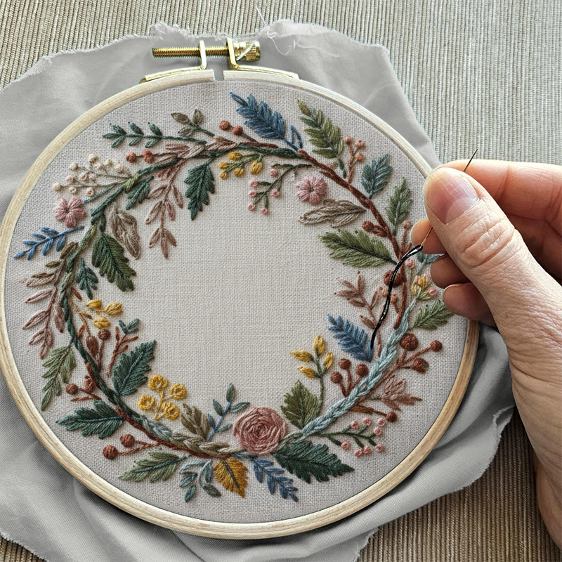 Rubbyoo Embroidery Kit - Floral Wreath | Handcrafted Art | Perfect For Diy Projects - image 11