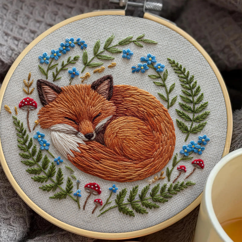 Rubbyoo Embroidery Kit - Sleeping Fox | Nature-inspired Handcrafted Art | Cozy Home Decor Piece - image 8