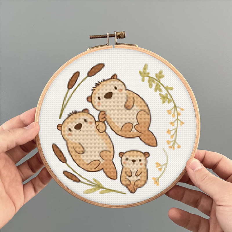 Cross Stitch Kit - Otter Family |  Lovely Animal Craft |  Diy Needlework Art - image 7