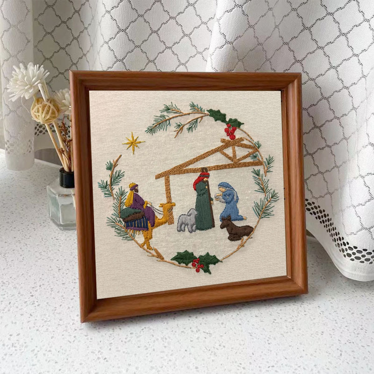 Rubbyoo Embroidery Kit - Christmas Nativity | Diy Christmas Wall Decor | Easy Needlework For Beginner - Embroidery Kit Plus An Extra Frame - image 10