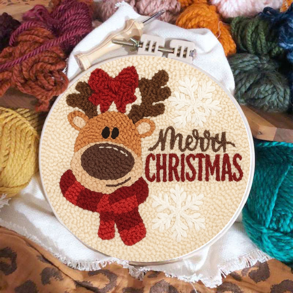 Adorable Reindeer Punch Needle Kit - Handmade Christmas Gift | Beginner Yarn Craft  - image 4