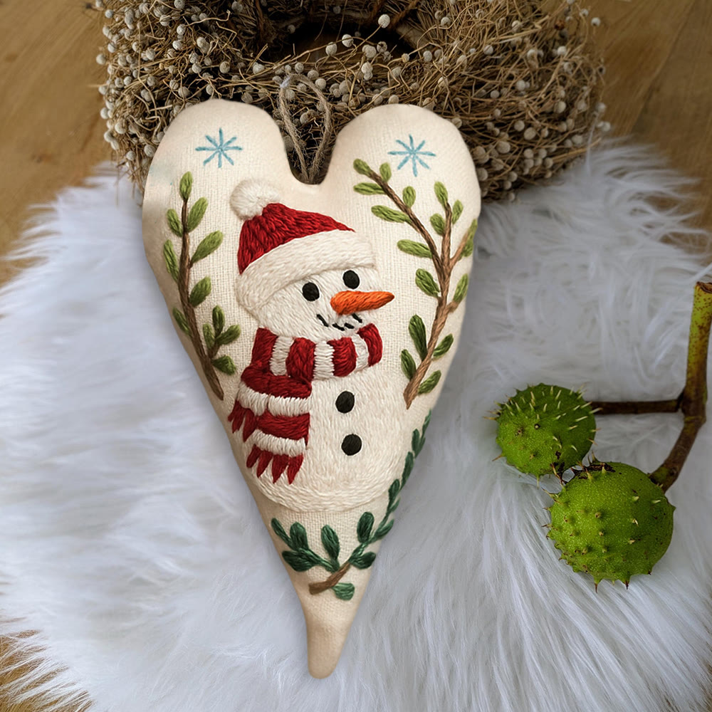 Rubbyoo Heart Embroidery Kit - Red-scarfed Snowman | Winter Decoration | Home Hanging Craft - image 7