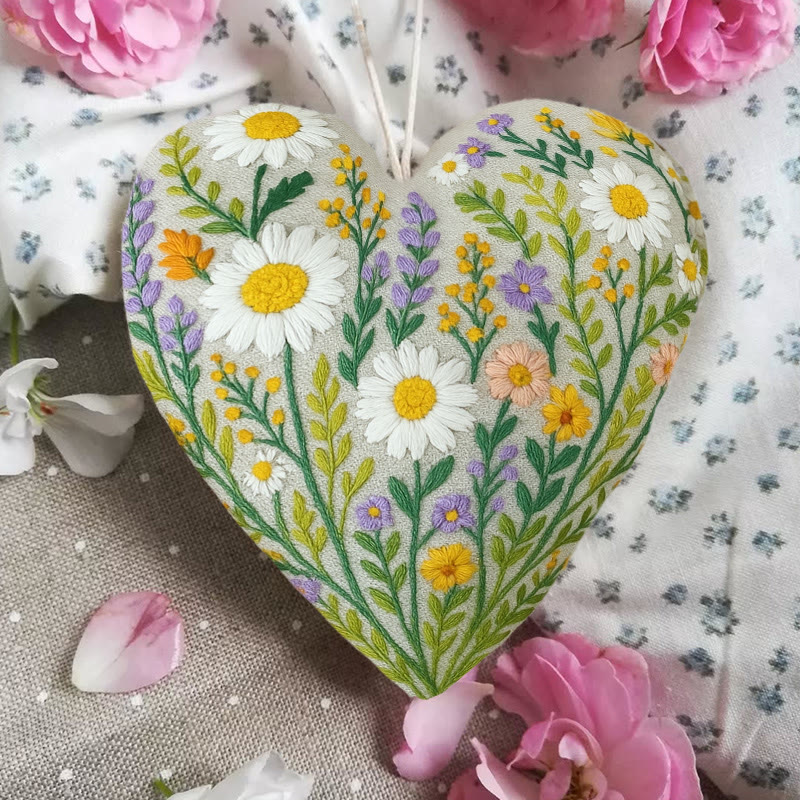 Rubbyoo Heart Embroidery Kit - Wildflower Bounty | Nature-inspired Hand Stitch | Artisanal Home Decor - image 5