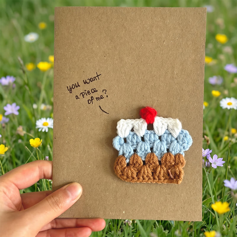 Rubbyoo 3d Festive Knitted Card - Unique Crochet Greeting Card  | Nice For Birthday & Anniversary & Father's Day  - Happy Birthday Card - CAKE - image 3