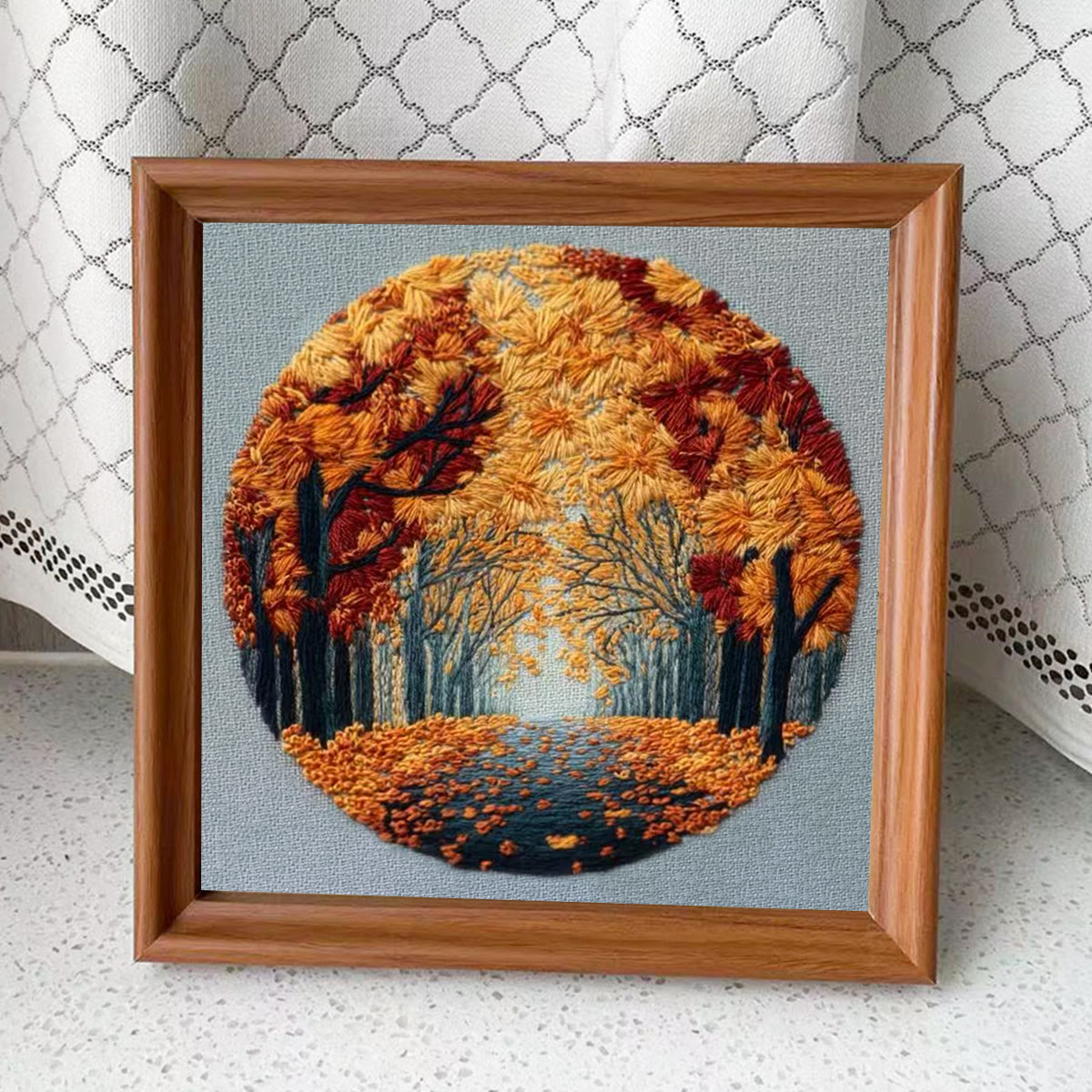 Rubbyoo Embroidery Kit - Autumn Scenery | Diy Landscape Craft | Personalized Wall Decoration  - Embroidery Kit Plus An Extra Frame - image 11