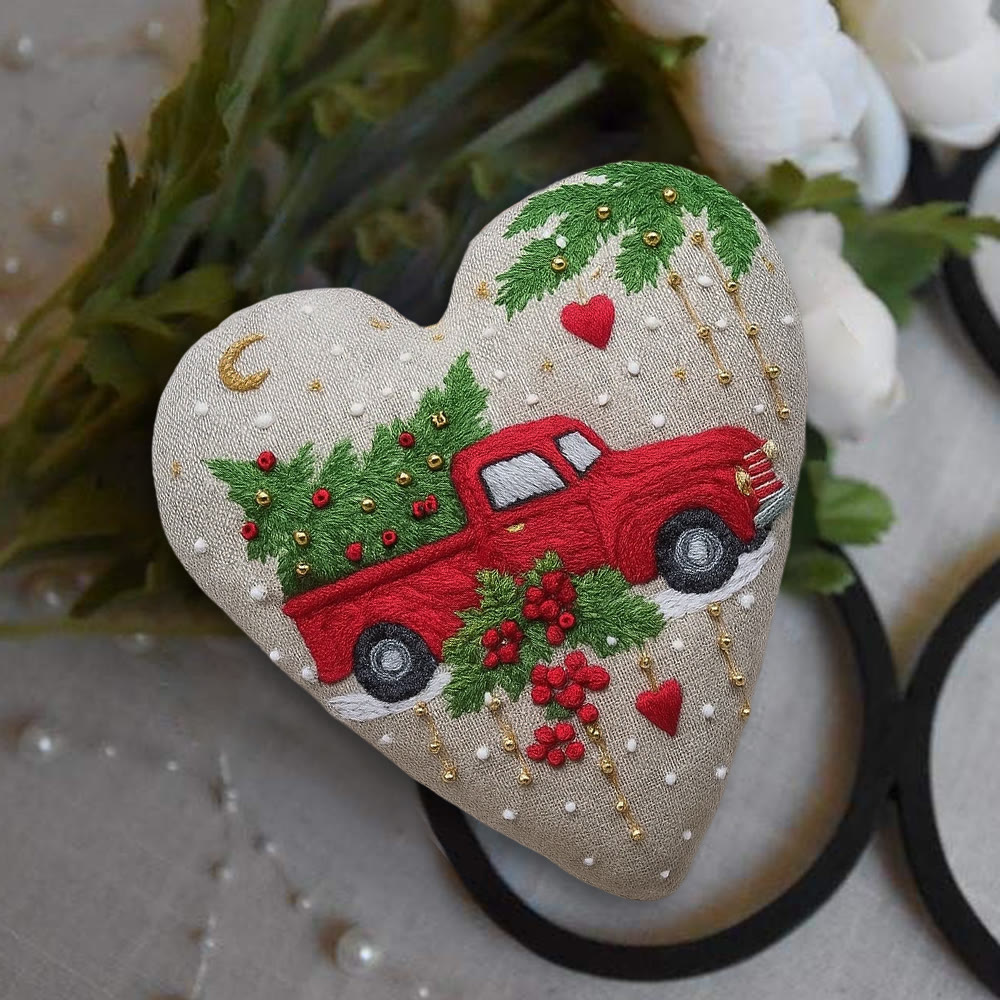 Rubbyoo Heart Embroidery Kit - Christmas Truck | Diy Christmas Stitch | Perfect Handmade Gift  - image 6