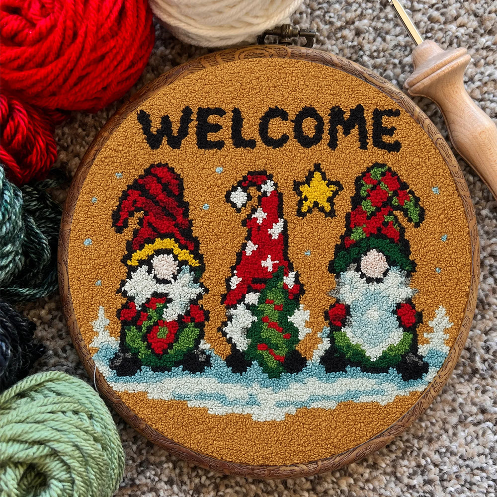 Christmas Gnome Welcome Punch Needle Kit - Holiday Craft | Festive Handmade Wall Decor - image 7