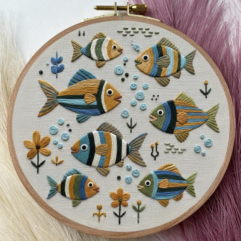Rubbyoo Embroidery Kit - Tropical School Of Fish | Novice-friendly Diy | Lively Home Vibe - image 7