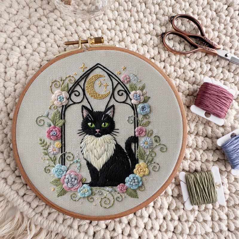 Rubbyoo Embroidery Kit - Celestial Kitten | Handmade Gift For Cat Lovers | Unique Needle Craft - image 9