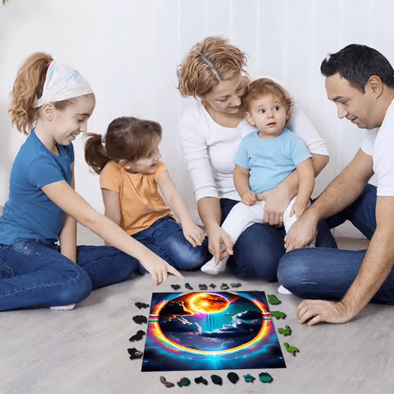 A Rainbow portal in the sky - Wooden Jigsaw Puzzle