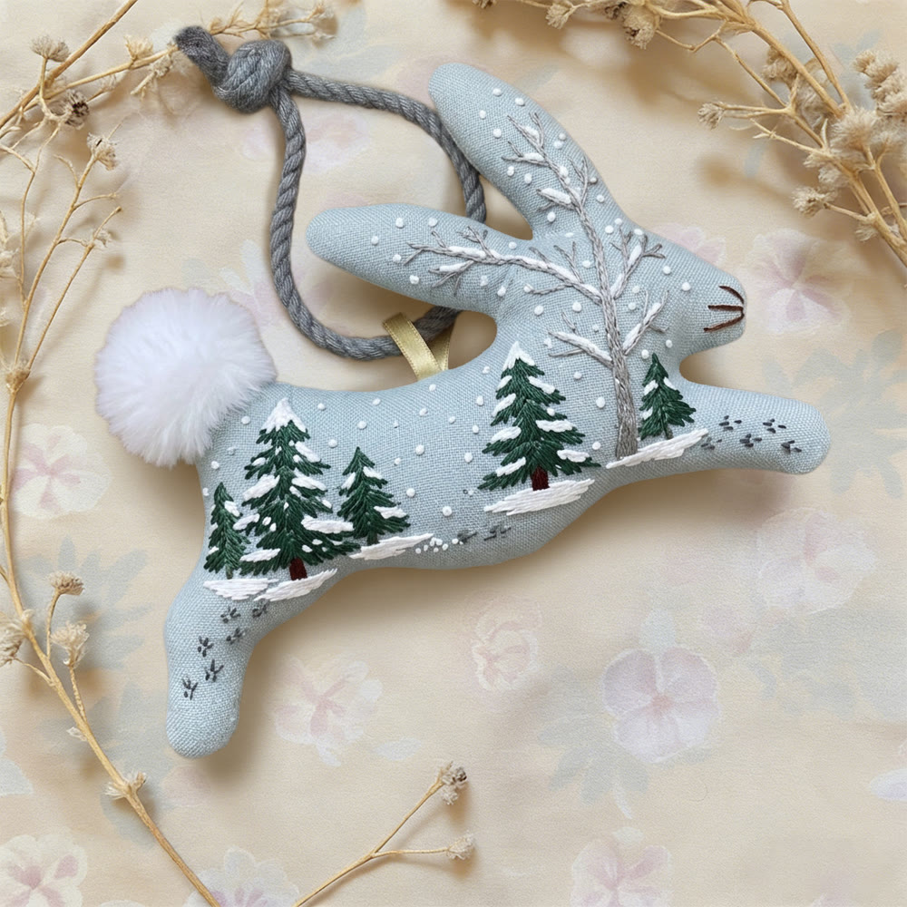 Rubbyoo Rabbit Embroidery Kit - Snowy Forest | Handmade Bunny Decoration | Diy Stuffed Animal - image 6