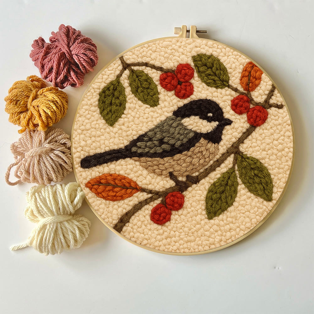 Chickadee Birds Punch Needle Kit - Diy Home Ornament | Beginner Friendly Needlework - image 5