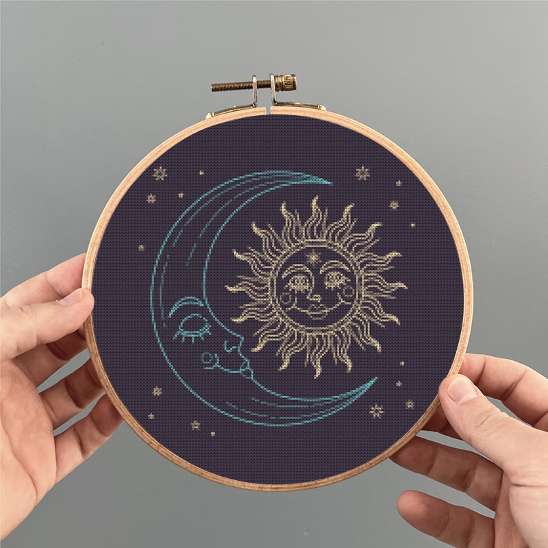  Cross Stitch Kit - Glittering Sun And Moon | Mystical Needle Artwork | Perfect For Wall Hanging  - image 8