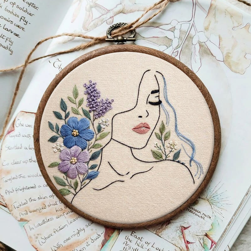 Rubbyoo Embroidery Kit - Woman With Flower | Diy Floral Craft | Easy Needle Artwork  - image 4