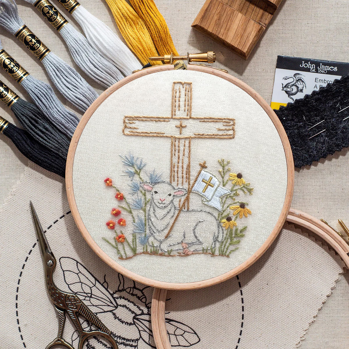 Rubbyoo Embroidery Kit - Cross And Lamb | Diy Stitching Art | Easter Handmade Craft  - image 8