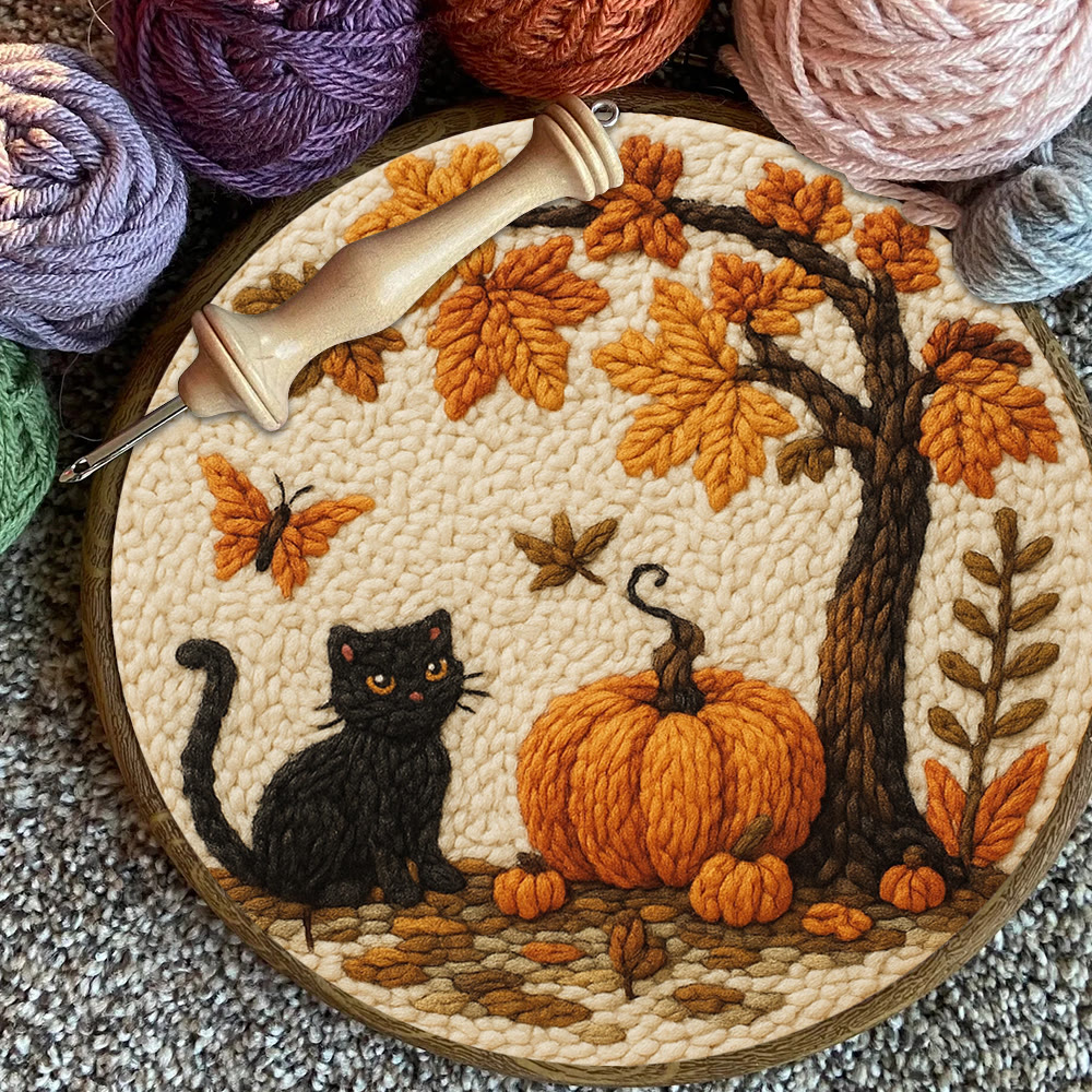 Halloween Autumn Punch Needle Kit - Diy Punch Needle Coaster | Halloween Pumpkin Handicraft | Easy Festival Decoration - image 8