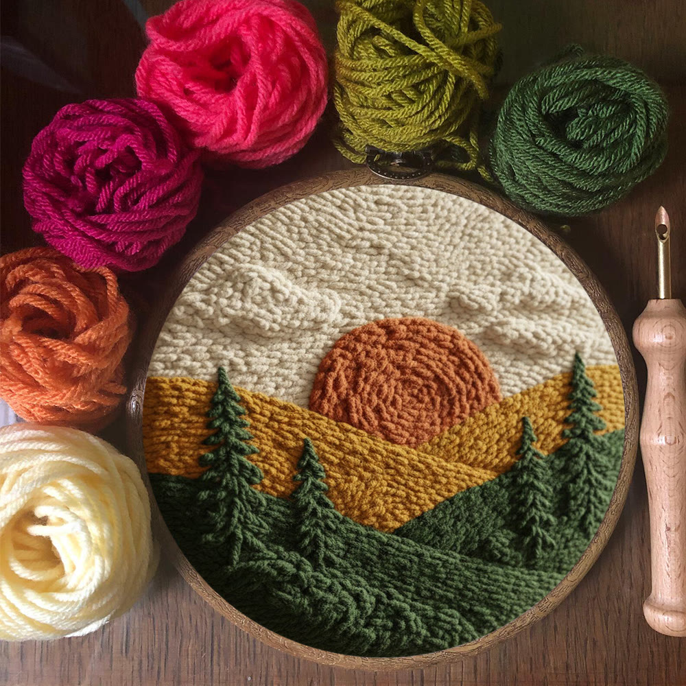 Autumnal Sunset Mountain Forest Punch Needle Kit – Top Gifting Choice | Cozy Warm Home Decor - image 10