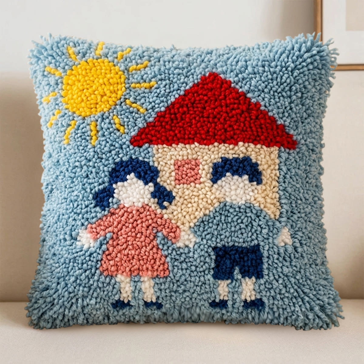Rubbyoo Latch Hook Pillow Kit - Adorable Child | Diy Cushion Set | Unique Handmade Gift - image 4