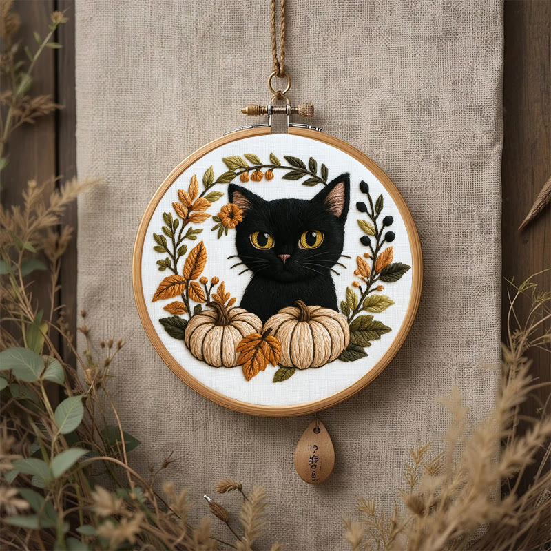 Rubbyoo Embroidery Kit - Black Kitten | Diy Cat Lover Gift | Halloween Autumn Decor - image 6