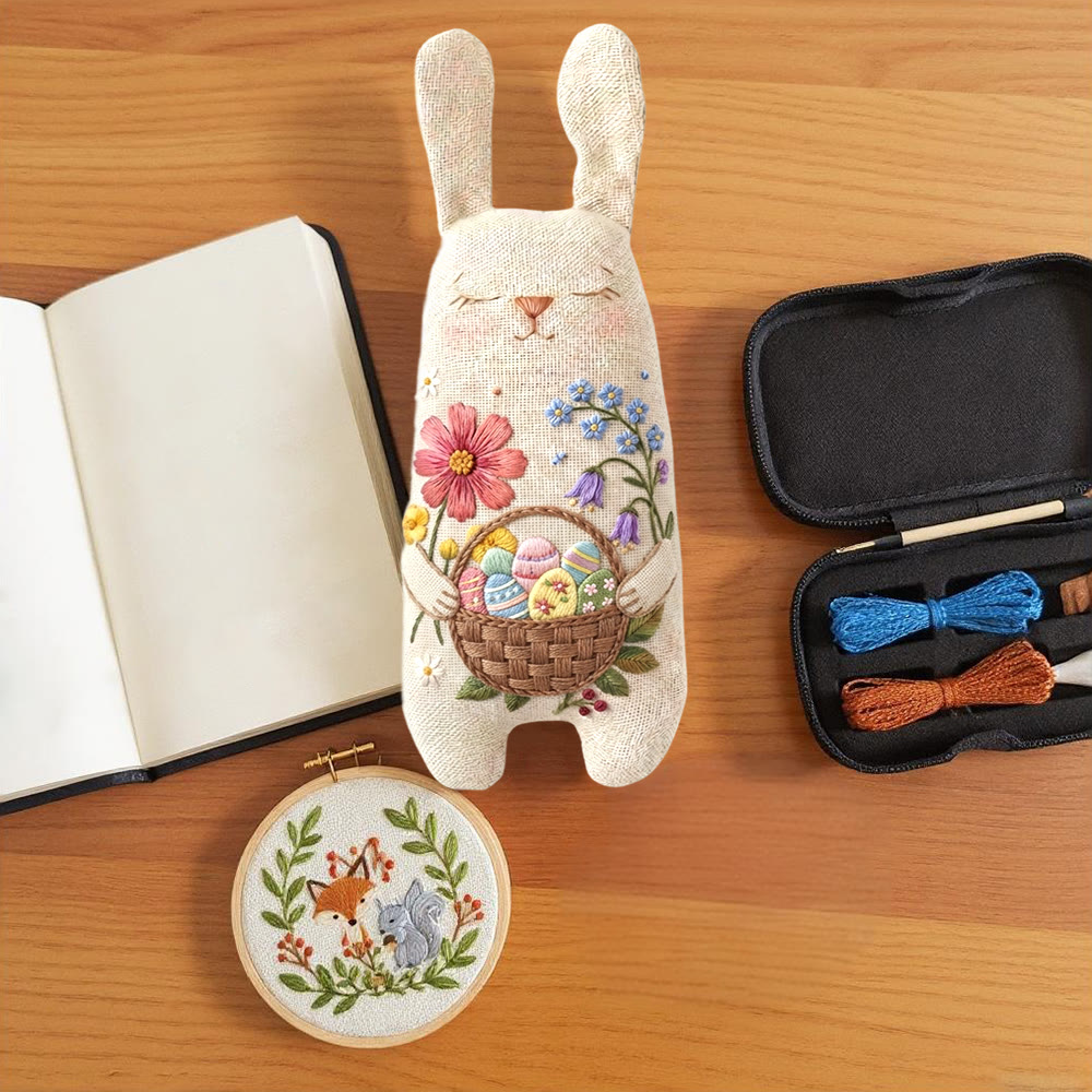 Rubbyoo Bunny Toy Embroidery Kit - Floral Easter Egg Basket | Joyful Diy Stuffed Rabbit | Portable Sewing Kit - image 8
