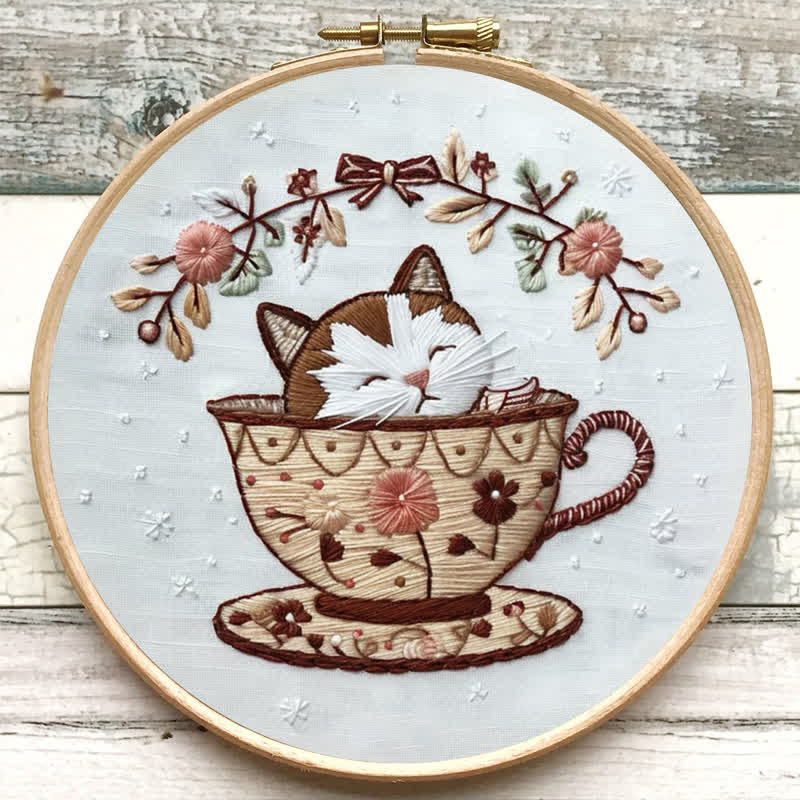 Rubbyoo Embroidery Kit - Cat Tea Cup - image 6