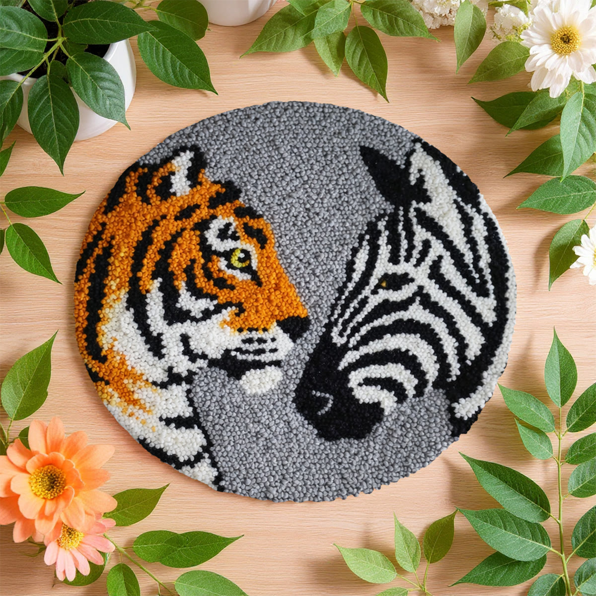 Rubbyoo Latch Hook Rug Kit - Tigers And Zebras | Creative Animal Craft | Handmade Home Decor For Beginner - image 7