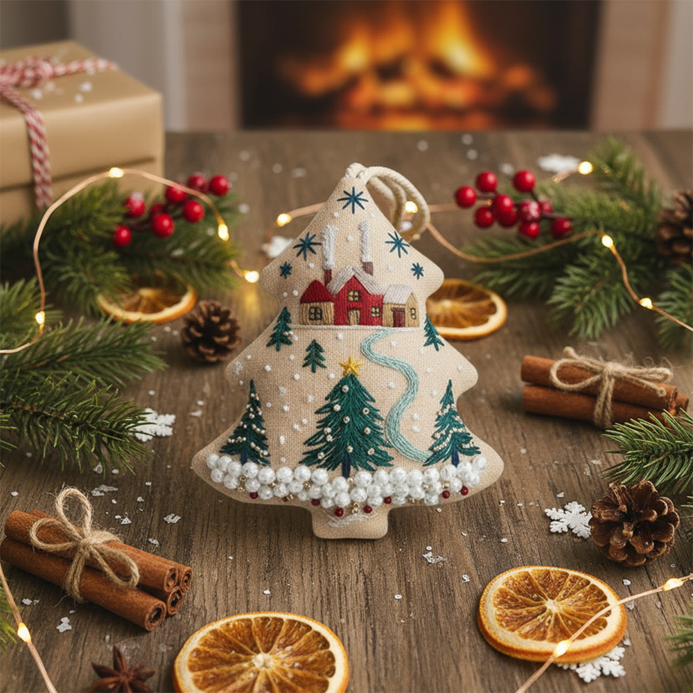 Rubbyoo Tree-shaped Embroidery Kit - Christmas Tree | Diy Christmas Pendant | Unique Gift Idea - image 7