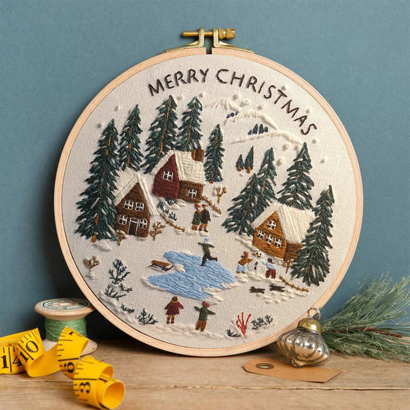 Rubbyoo Embroidery Kit - Snowy Village Scene | Handmade Crafts For Friends | Diy Christmas Needlepoint - image 8