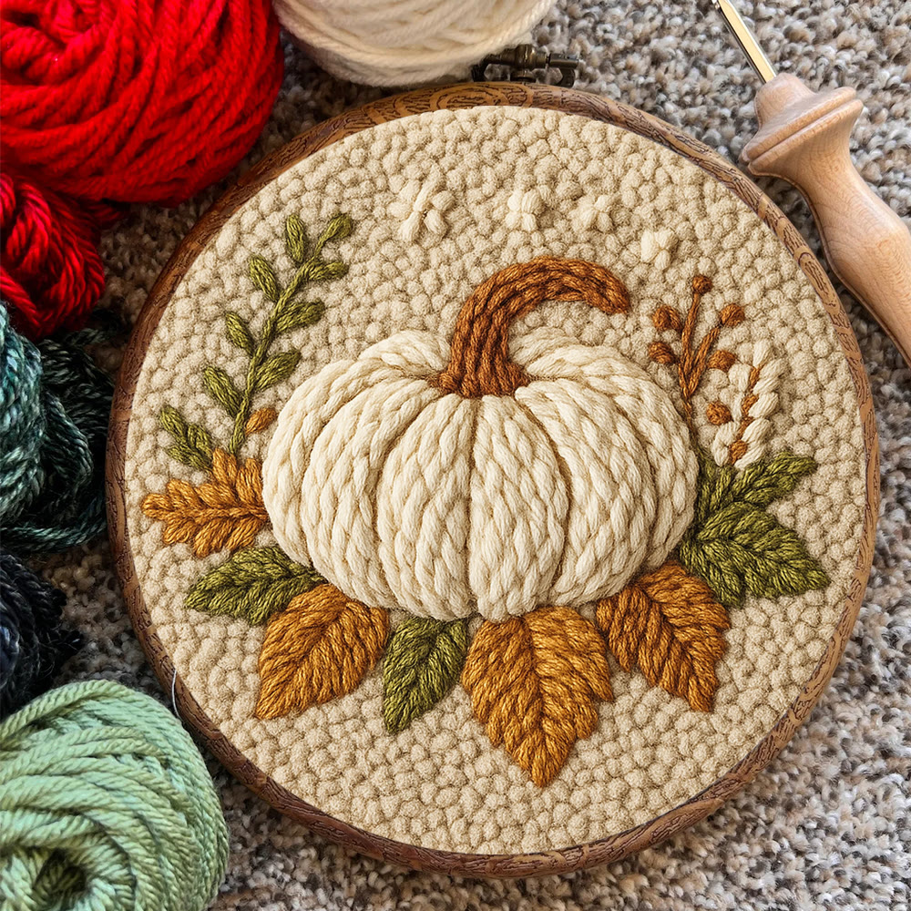 Halloween Pumpkin Punch Needle Kit - Diy Punch Needle Coaster | Art Craft For Home Decor | Handmade Needle Gift - image 8