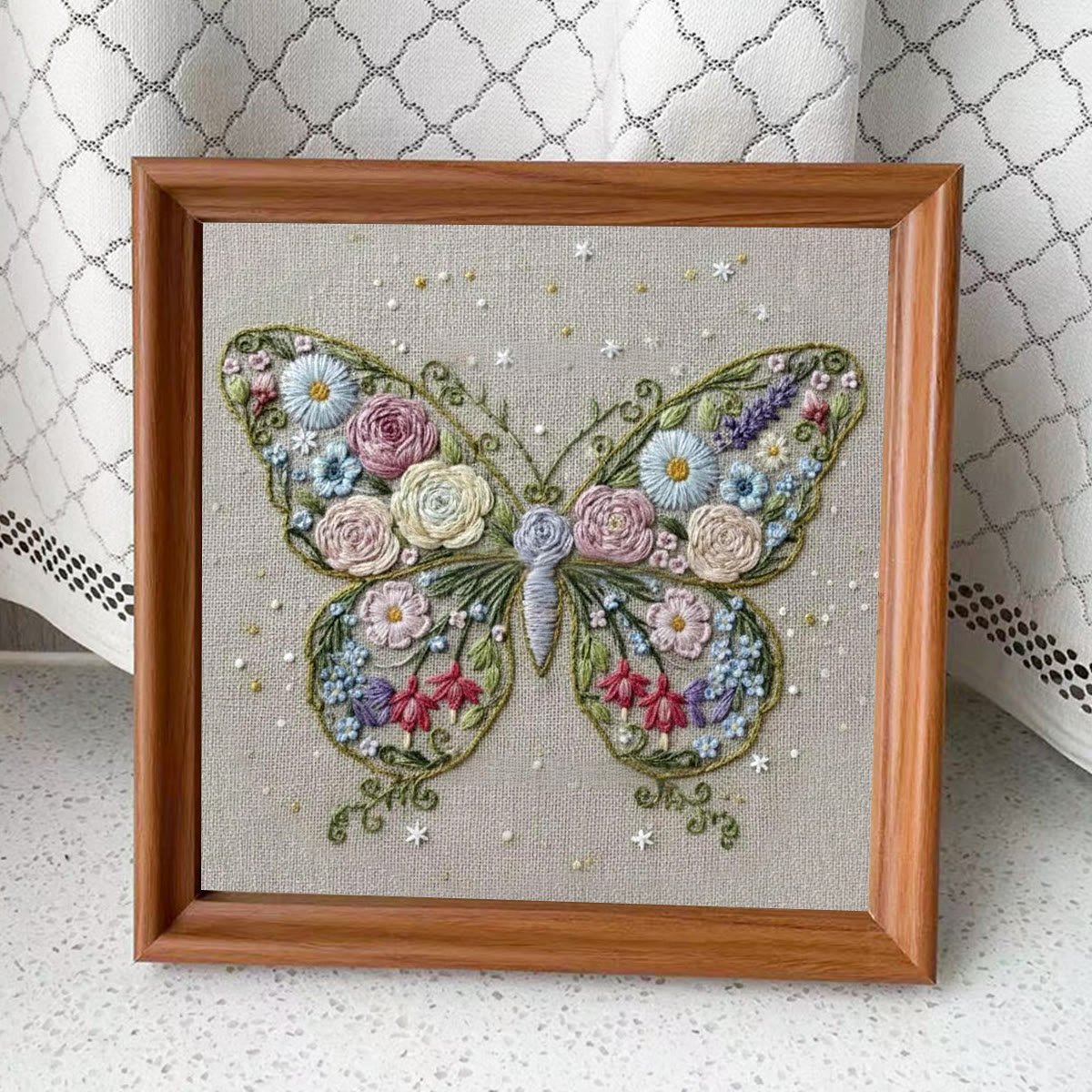 Rubbyoo Embroidery Kit - Butterfly In Bloom | Unique Handmade Collection | Floral Insect Hoop Art - Embroidery Kit Plus An Extra Frame - image 13