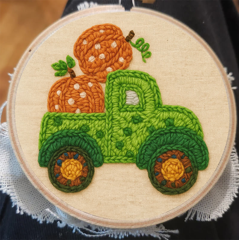 Pumpkins Truck Punch Needle Kit - Thanksgiving Handmade Craft | Diy Halloween Decor - image 7