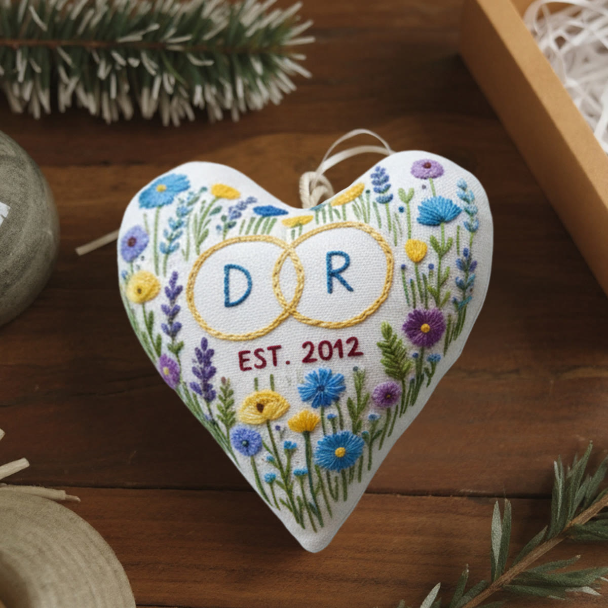 Rubbyoo Heart Embroidery Kit - Monogram With Established Date Floral | Tender Handstitched Diy | Milestone Gifting Pick - image 6