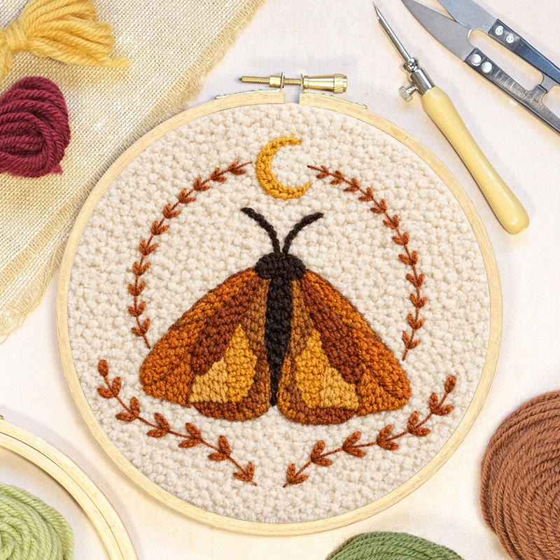 Moon Moth Wreath Punch Needle Kit - Newbie Friendly Diy | Atmospheric Home Decor - image 7