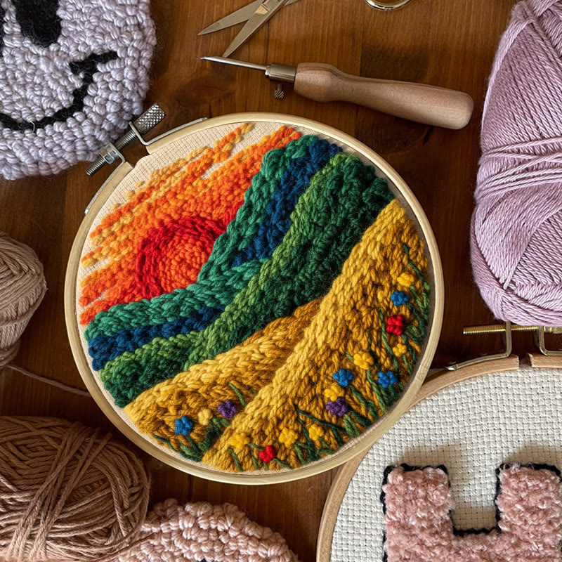 Vibrant Sunset Flower Field Punch Needle Kit – Exquisite Decorative Pendant | Top Gifting Choice - image 7