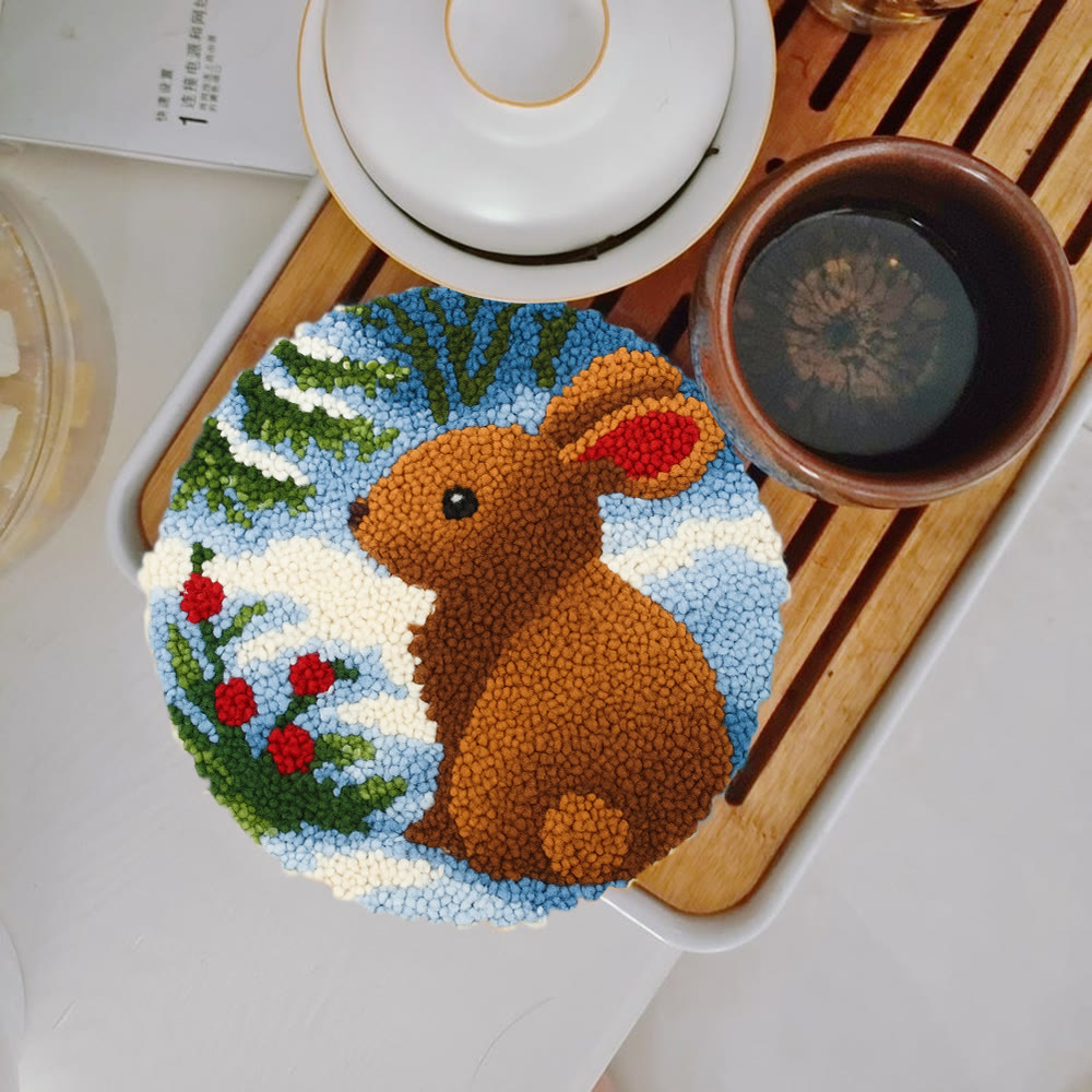 Winter Bunny Punch Needle Kit - Artisan-crafted Piece | Seasonal Decor - image 9