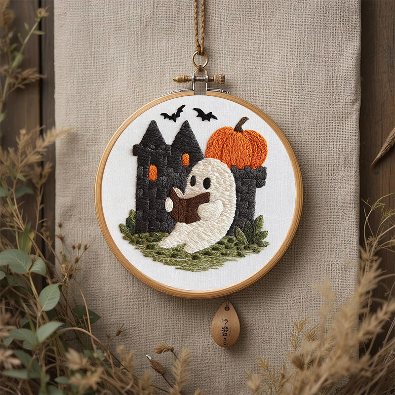 Rubbyoo Embroidery Kit - Halloween Reading Ghost | Spooky Handicraft For Halloween | Nice Artwork For Home Decor - image 9
