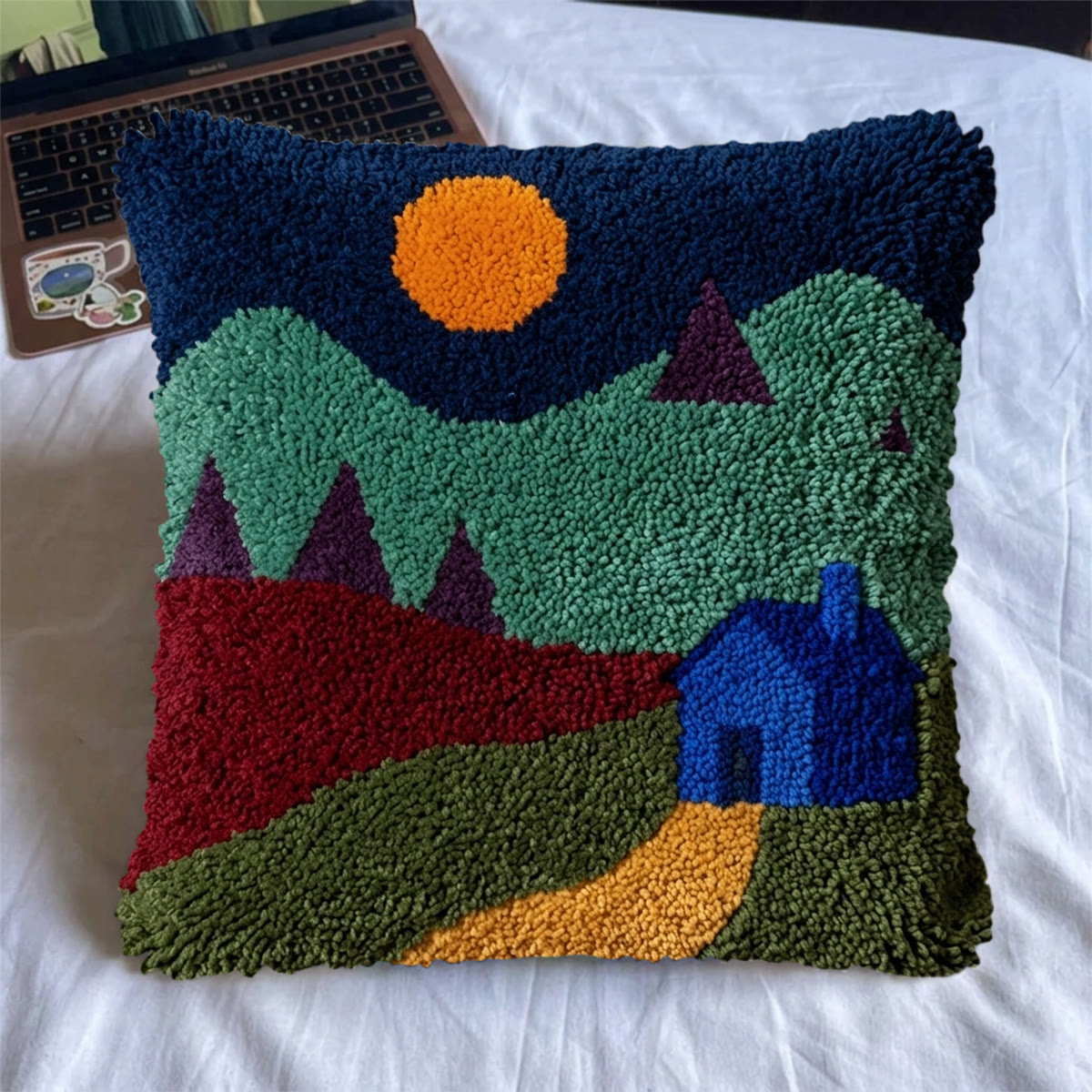 Rubbyoo Latch Hook Pillow Kit - Midnight Meadow | Landscape Art Craft | Handmade Unique Cushion  - image 7