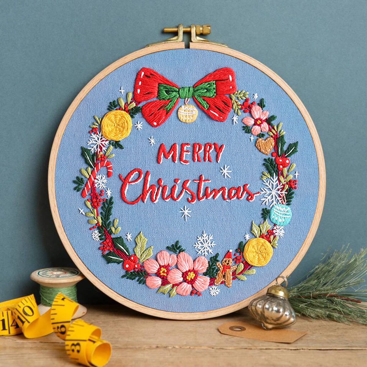 Rubbyoo Embroidery Kit-Christmas Wreath - Blue - image 3