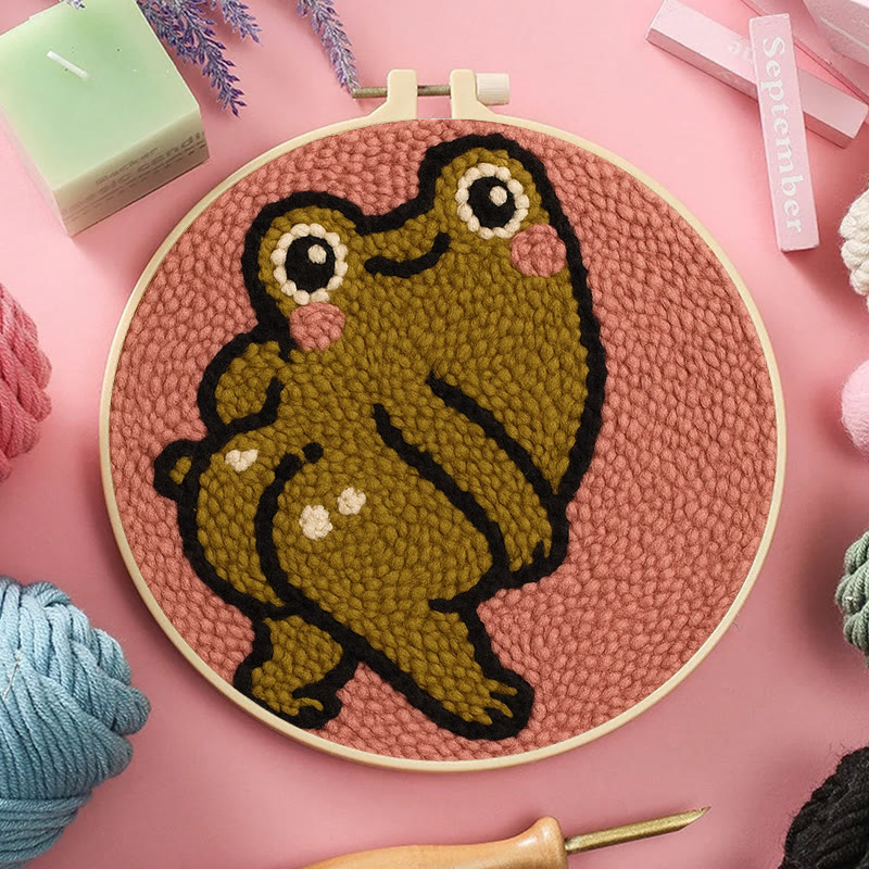  Cheeky Forg Punch Needle Kit - Cute Animal Decor | Handmade Art Craft  - image 3