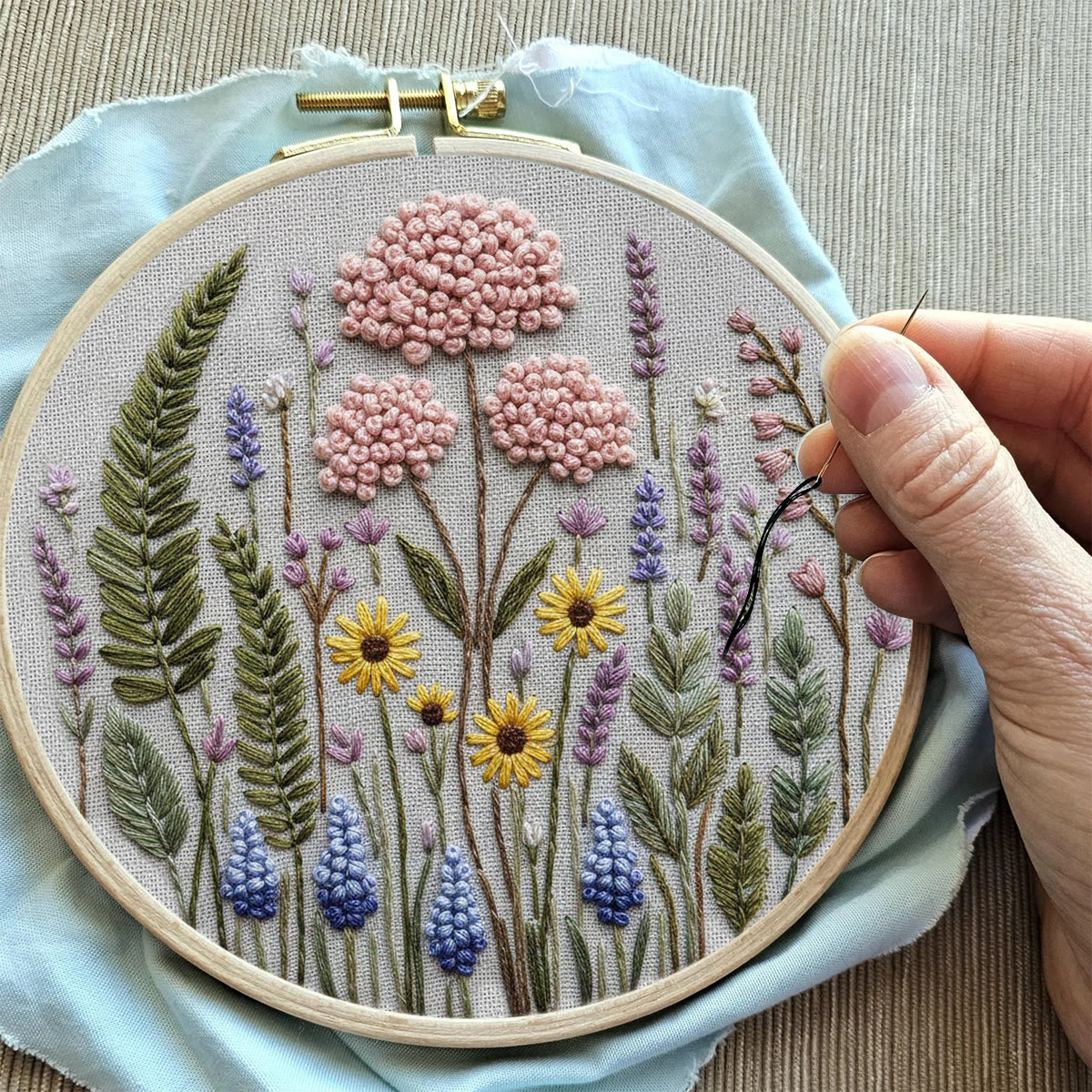 Rubbyoo Embroidery Kit - Lavender Wildflowers | Easy Starter Craft Gift | Diy Home Ornament - image 9