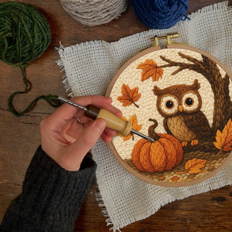 Halloween Owl Punch Needle Kit - Cute Animal Art | Perfect Desk Ornament - image 5