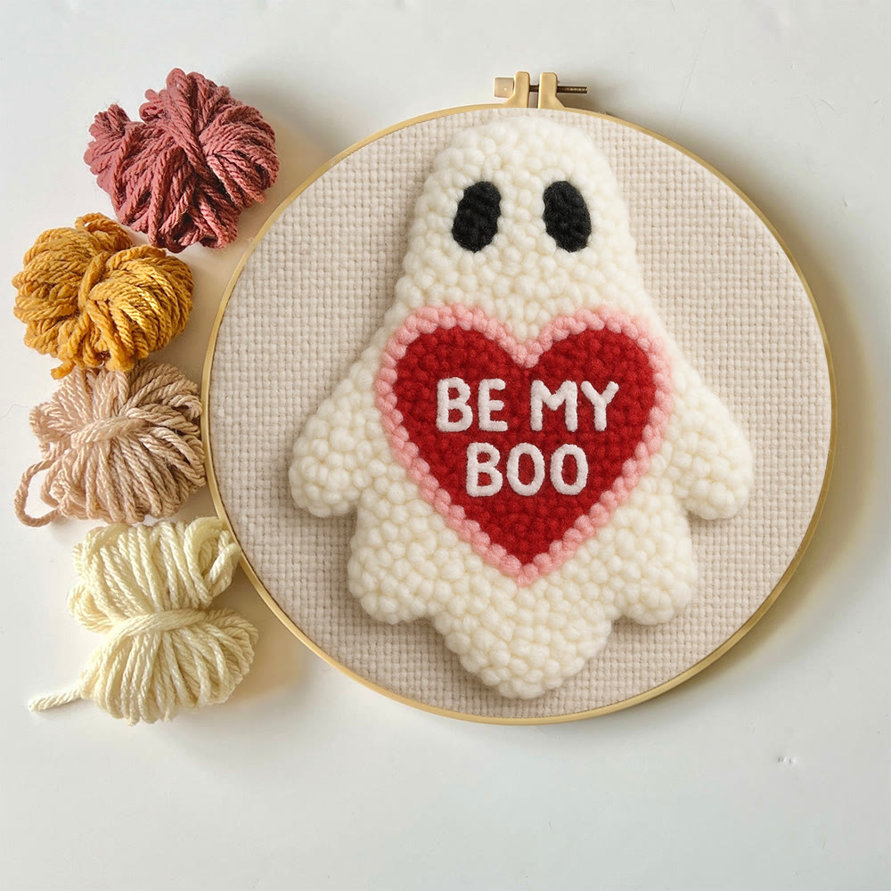 Cute Ghost "be My Boo" Punch Needle Kit – Easy-to-make Diy Project | Confessional Handmade Gift - image 2