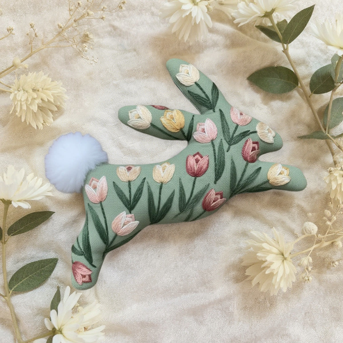 Rubbyoo Rabbit Embroidery Kit - Vibrant Tulips | Colorful Flower Craft | Special Handmade Gift For Mom - image 6