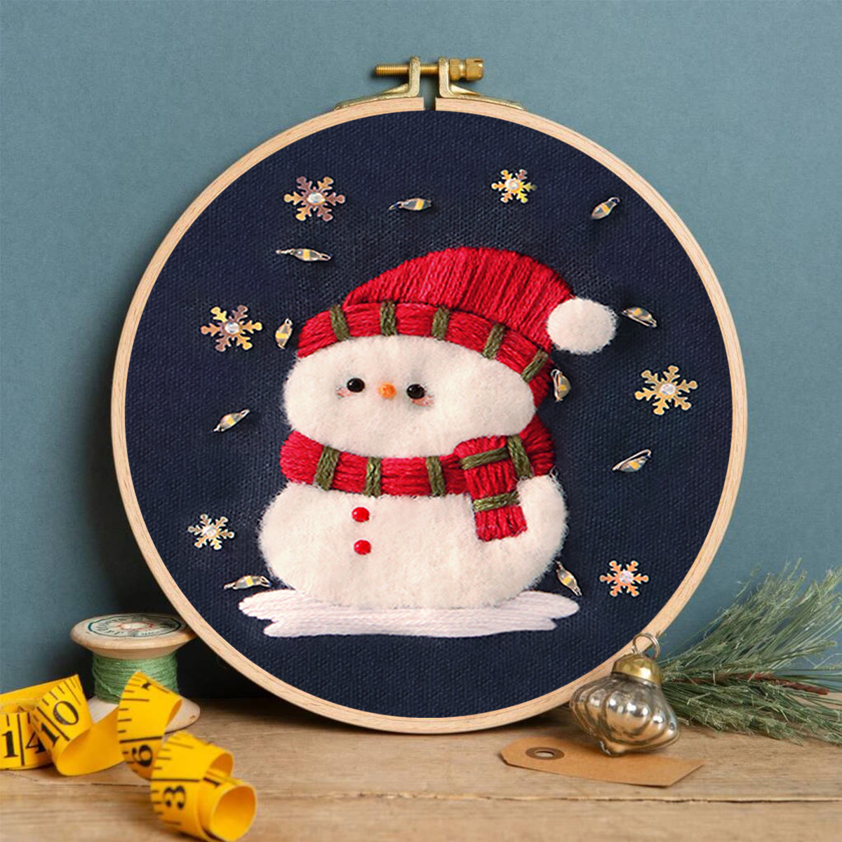 Rubbyoo Embroidery Kit - Cute Snowman | Diy Stitch Decorative Craft | Perfect Christmas Ornament - image 6