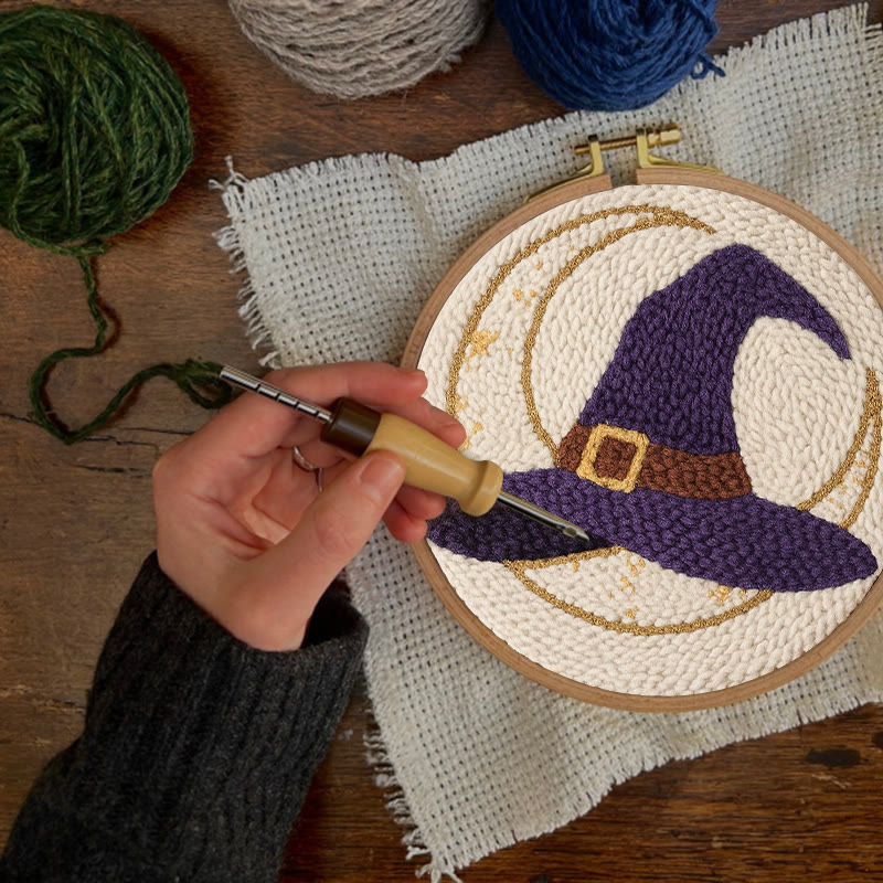 Witch Hat Punch Needle Kit - Halloween Handmade Craft | Unique Decorative Art  - image 5