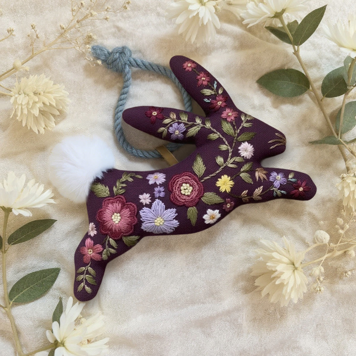 Rubbyoo Rabbit Embroidery Kit - Floral Bunny  | Gift For Her | Diy Holiday Decoration - image 6